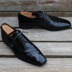 Black Genuine Eel Skin Derby, Handmade in Italy, Men's Size 8.5, GUC